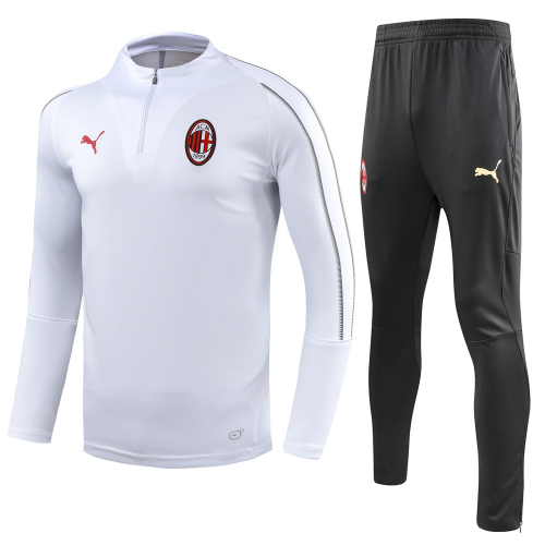 AC Milan 18/19 Training Sweat Top Tracksuit White With Pants